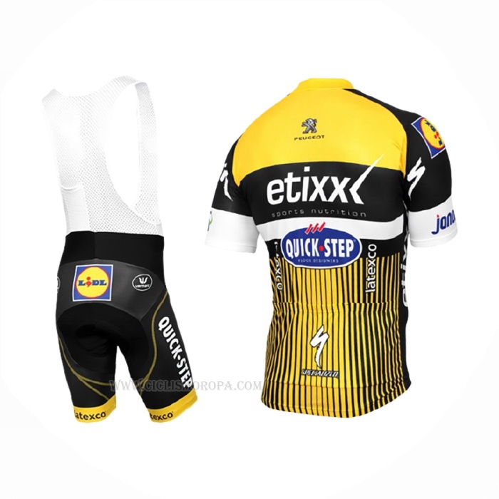 2016 Ropa Ciclismo Etixx Quick Step Amarillo Negro Mangas Corta y Culotte Corto